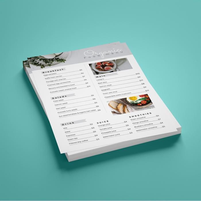 Small Menu - 210 X 148Mm main product photo