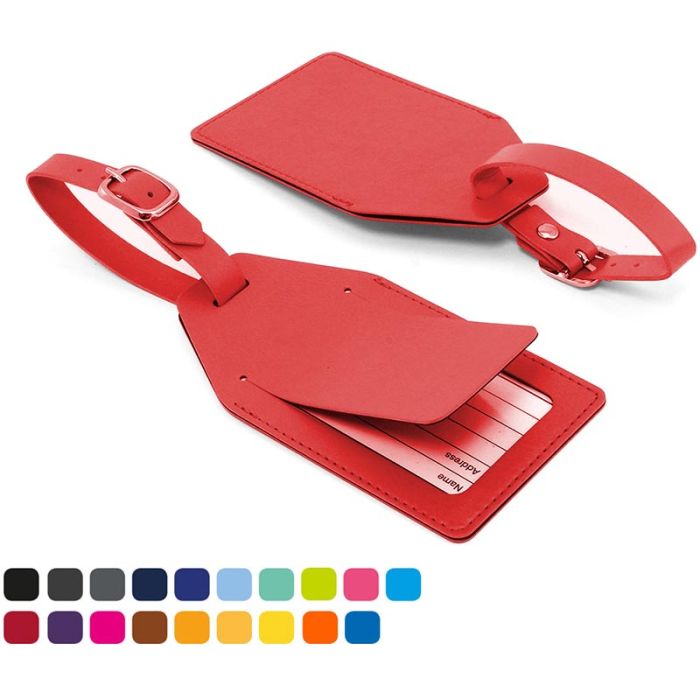 Angled Luggage Tag With Security Flap In Vegan Matt Velvet Torino main product photo