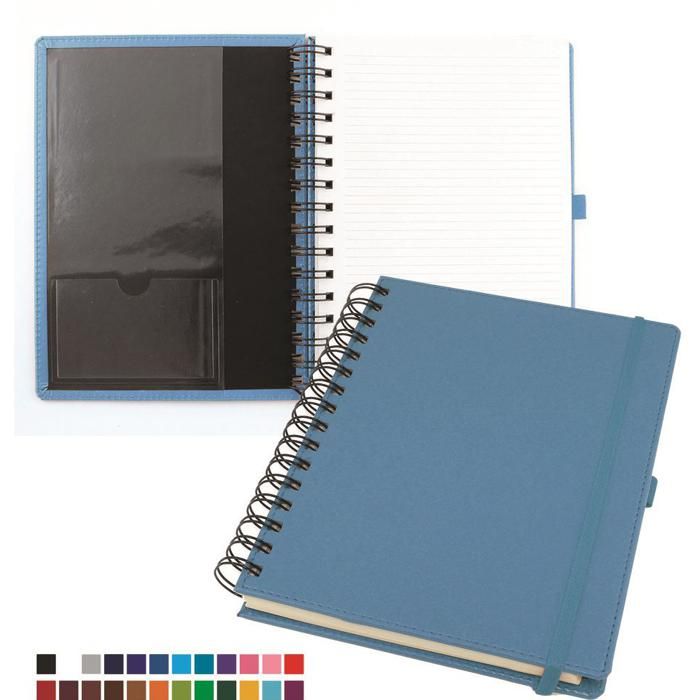 Black Deluxe A5 Wiro Notebook With Elastic Strap & Pen Loop In Belluno Vegan Leather Look Pu. main product photo