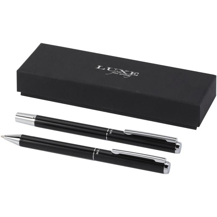 Lucetto Recycled Aluminium Ballpoint And Rollerball Pen Gift Set (Black Ink) main product photo