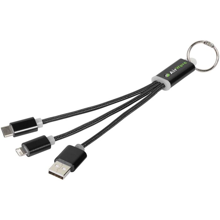 Metal 3-In-1 Charging Cable With Keychain main product photo
