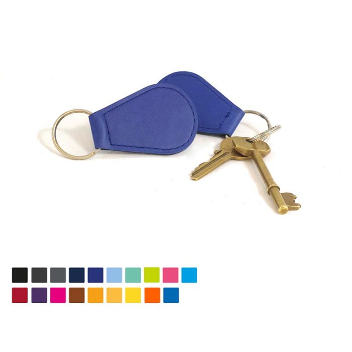 Blue Keyring, Soft Touch, Light Blue, Chrome Split Ring, Matt Velvet Finish | Cesca