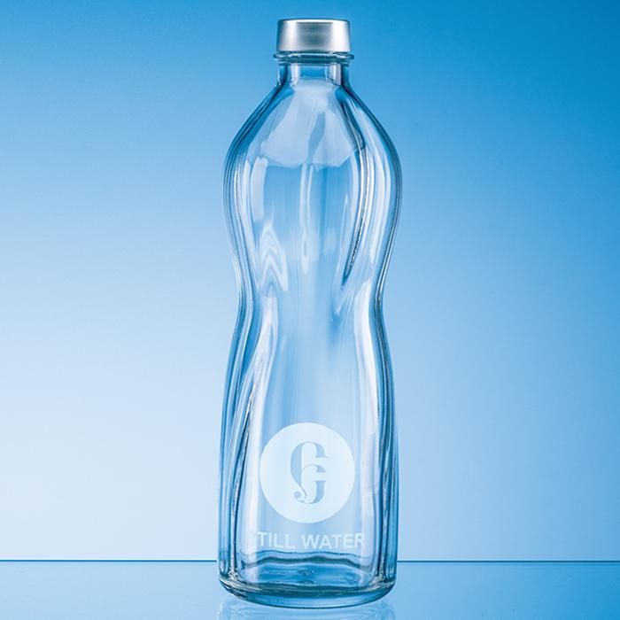 1Ltr Rippled Aqua Screw Top Bottle main product photo