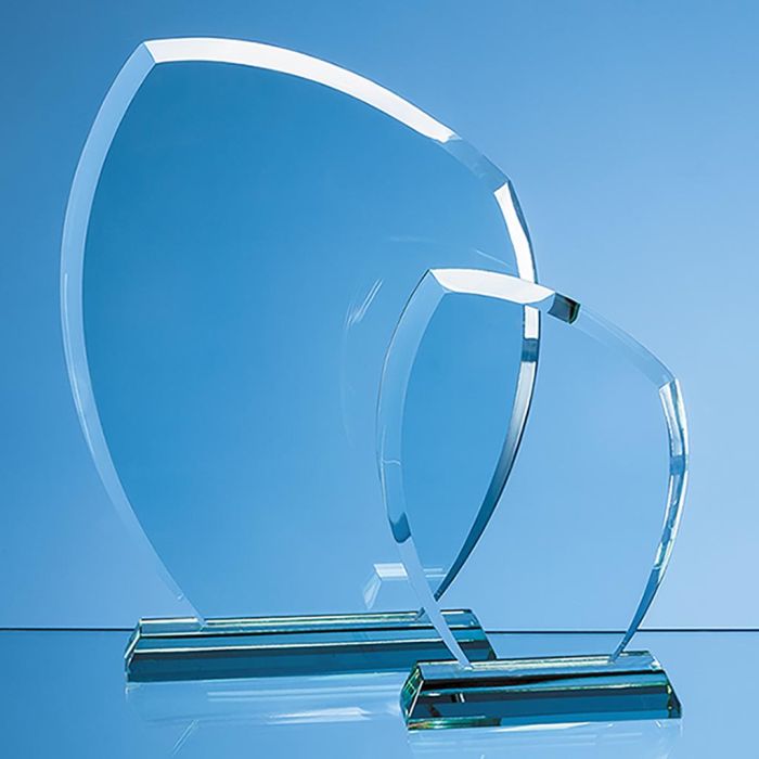 15cm x 11.5cm x 12mm Jade Glass Autumn Leaf Award main product photo