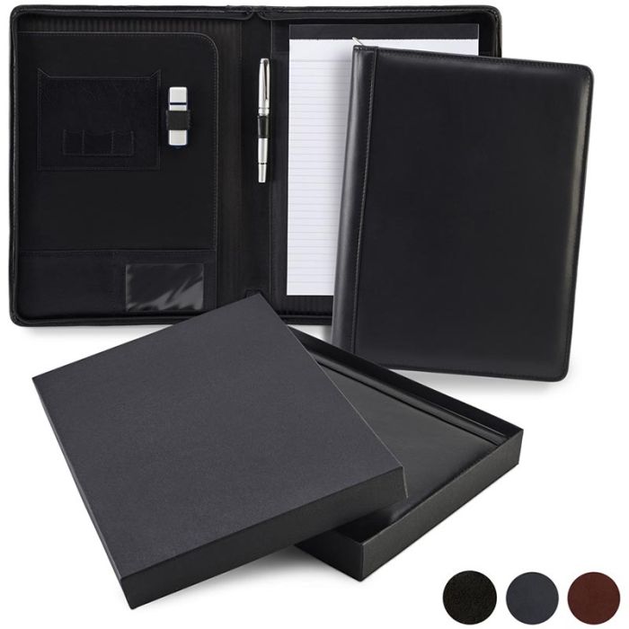 Sandringham Nappa Leather Zipped A4 Conference Pad Holder main product photo