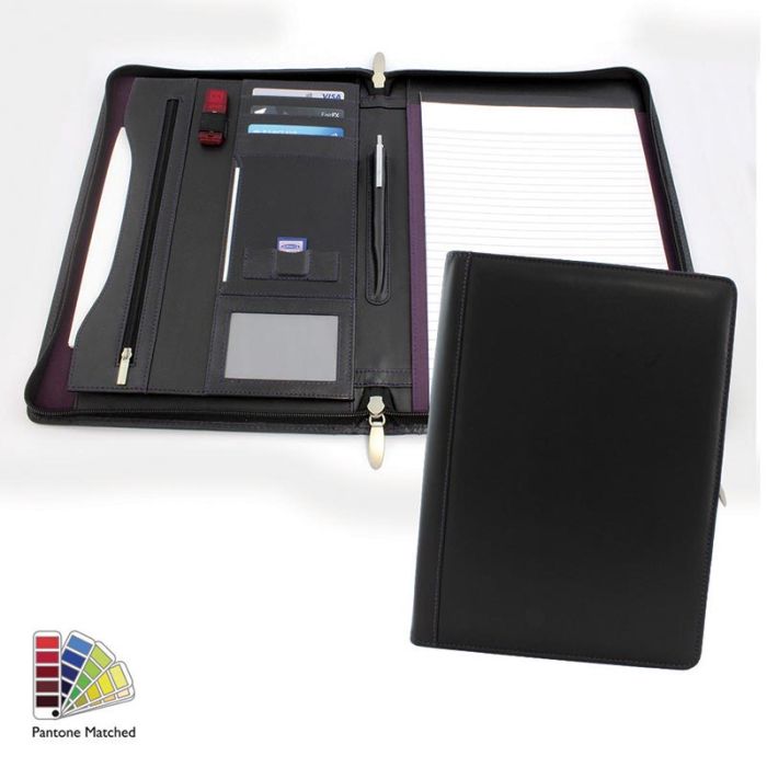 Accent Sandringham Nappa Leather Deluxe Zipped A4 Conference Pad Holder
