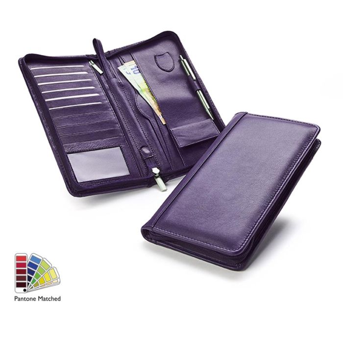 Sandringham Nappa Leather Deluxe Zipped Travel Wallet  (Pantone Match)