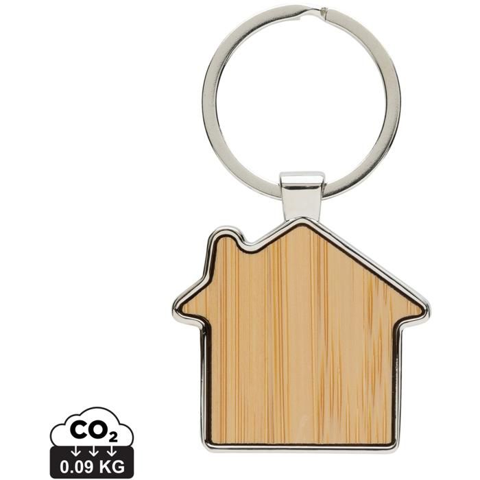 RCS Recycled Zinc Alloy House Keychain With Bamboo main product photo