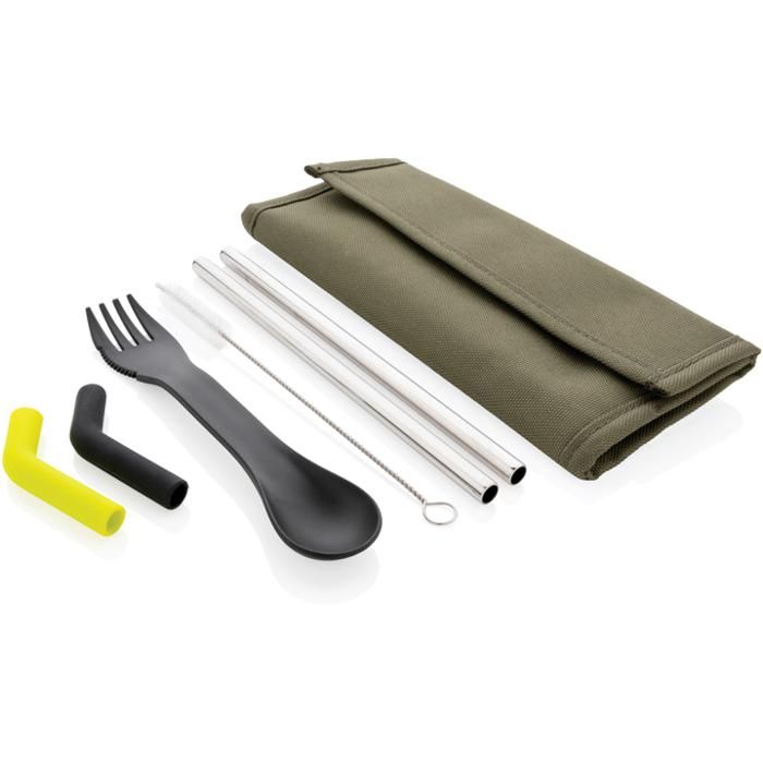 Tierra 2Pcs Straw And Cutlery Set In Pouch main product photo