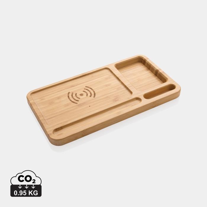Bamboo Desk Organiser 10W Wireless Charger main product photo