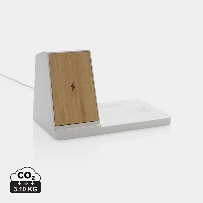 Ontario Recycled Plastic & Bamboo 3-In-1 Wireless Charger main product photo