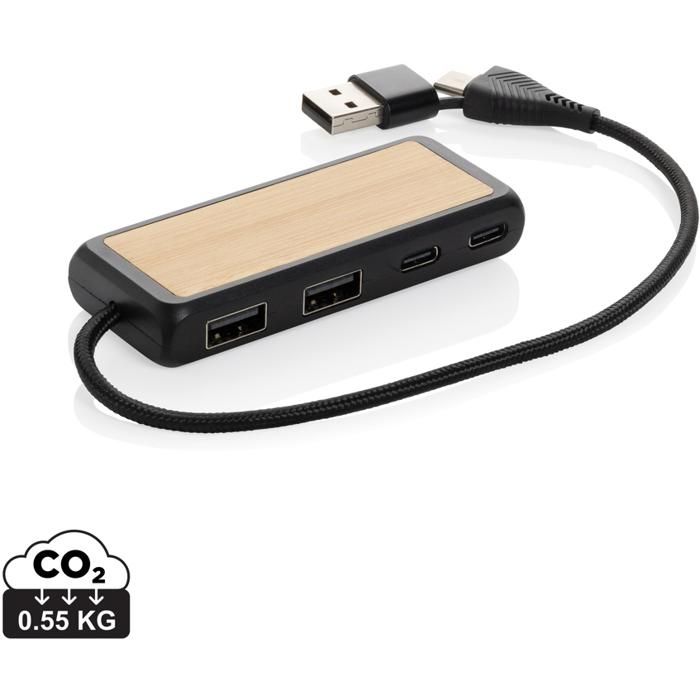Link RCS Recycled Plastic And Bamboo Dual Input USB Hub main product photo