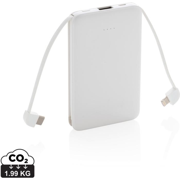 5.000 mAh Pocket Powerbank With Integrated Cables main product photo