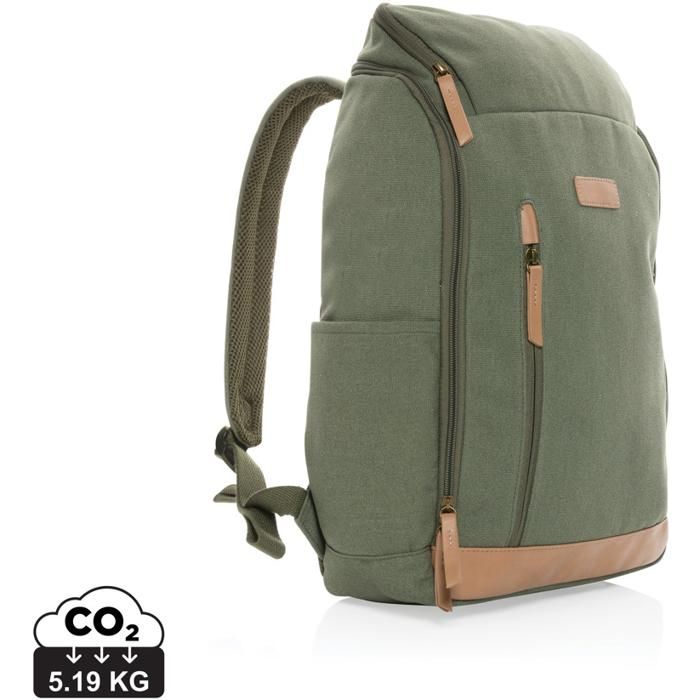 Promotional Impact Aware 16 Oz. Recycled Canvas 15 Laptop Backpack from Fluid Branding Laptop Computer Bags