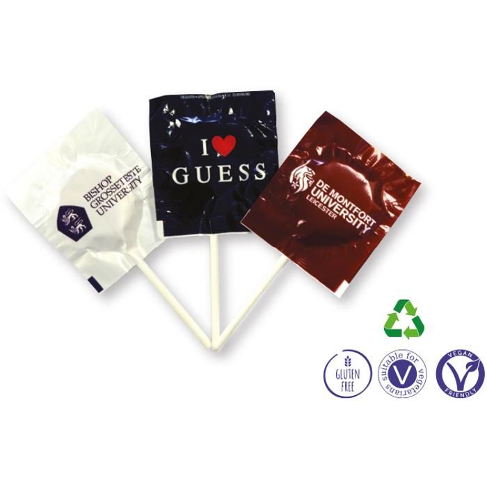 Flat Round Mini Lollies With Personalised Printed Wrappers main product photo