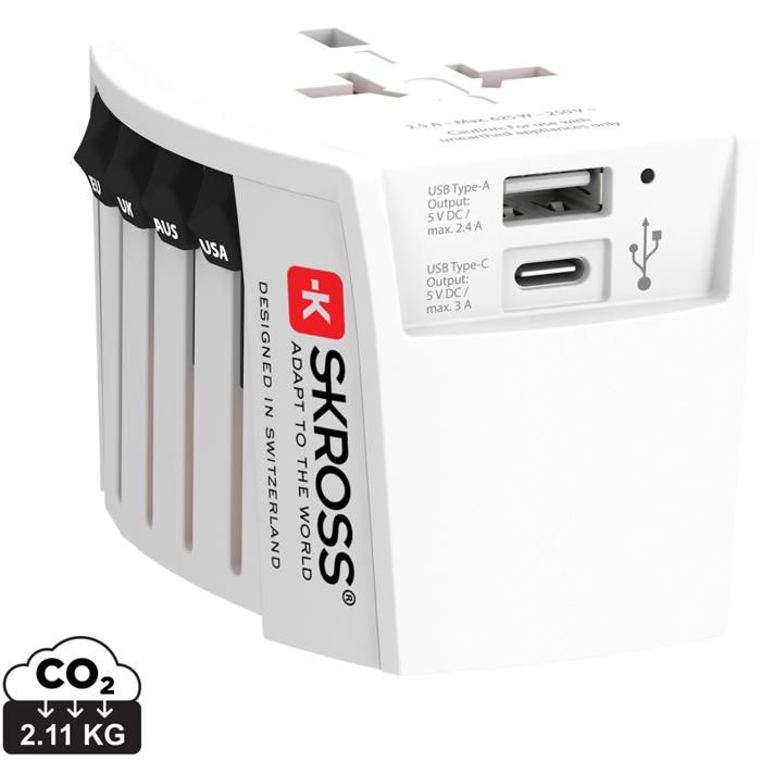 Skross World Travel Adapter Muv 2-Pole With USB A And C main product photo
