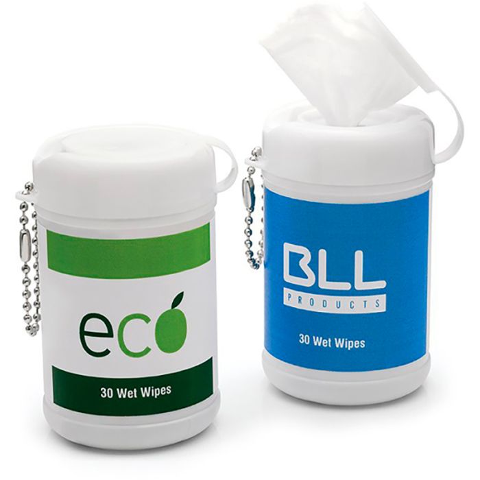 30 Wet Wipes In A Mini White Tub main product photo
