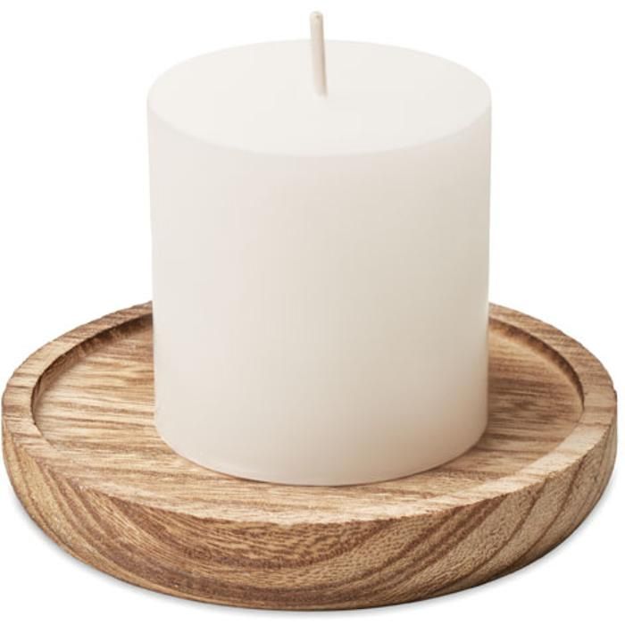 Pentas Candle On Round Wooden Base main product photo