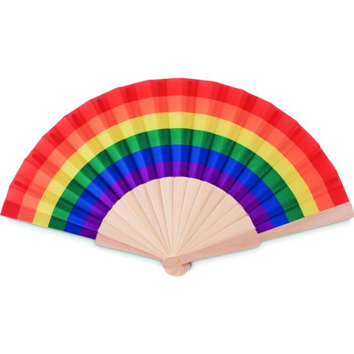 Rainbow Wooden Hand Fan main product photo