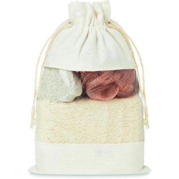Bath Set In Cotton Pouch - Beige - item picture front
