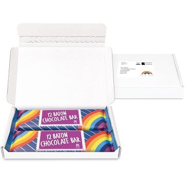 Gift Boxes - Mini White Postal Box - 12 Baton Bars - DIGITAL PRINT