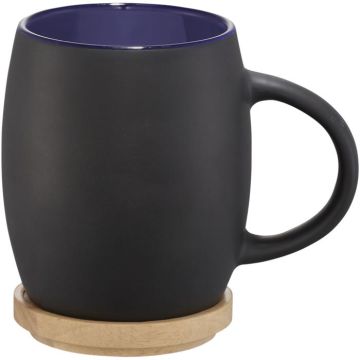 Hearth 400 ml Ceramic Mug With Wooden Coaster - Black, Blue - image main