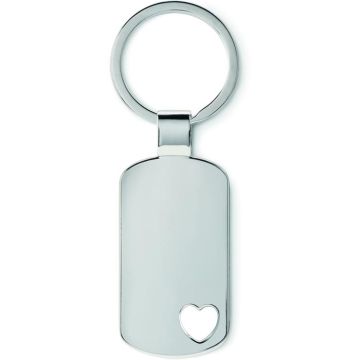 Key Ring With Heart Detail - Matt Silver - item picture front