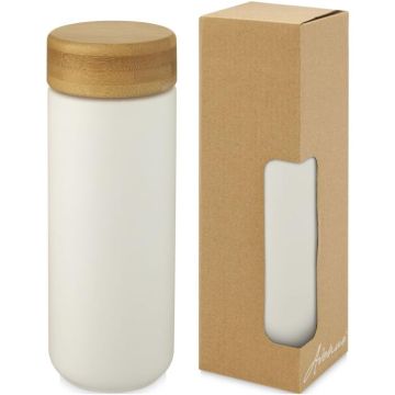 Lumi 300 ml Ceramic Tumbler With Bamboo Lid - White - image main