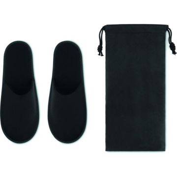Pair Of Slippers In Pouch - Black - item picture front