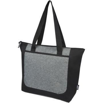 Reclaim GRS Recycled Two-Tone Zippered Tote Bag 15L - Black, Heather grey - image main