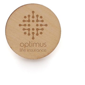 Small Round Wooden Badge - Natural, 20mm dia. - main image