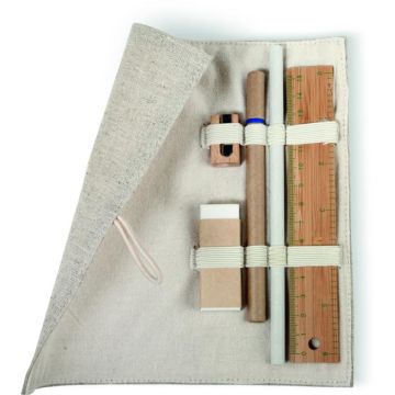 Stationary Set In Cotton Pouch - Beige - item picture front