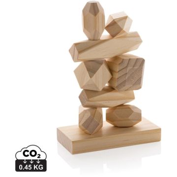 Ukiyo Crios Wooden Balancing Rocks In Pouch - brown - main image