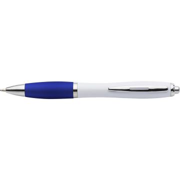Plastic Ballpen With Coloured Rubber Grip, Blue Ink