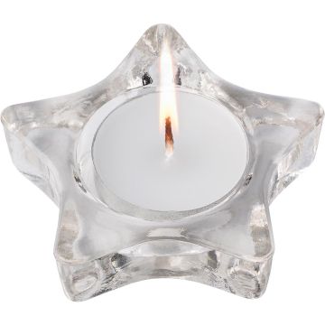 Star-Shaped Glass Candle Holder, Including Candle