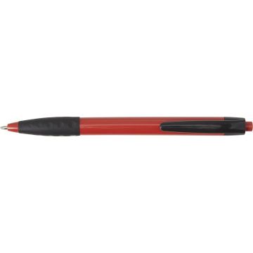 Plastic Ballpen With A Black Clip And Rubber Grip