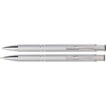 Aluminium Writing Set, Consisting Of A Ballpen With Blue Ink, And A Mechanical Pencil
