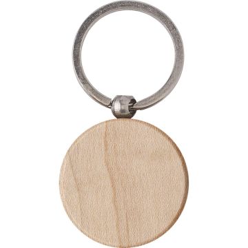 Round Wooden Key Holder With Metal Ring