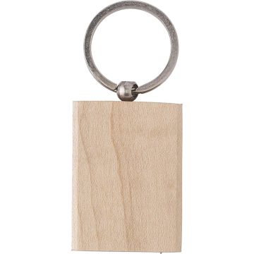 Rectangular Wooden Key Holder With Metal Ring