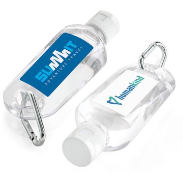 70ml Antibacterial Hand Sanitiser On A Carabiner Clip.