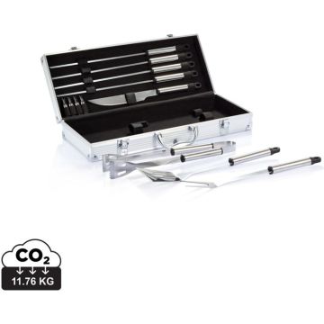 12 Pcs Barbecue Set In Aluminium Box - silver, black - main image
