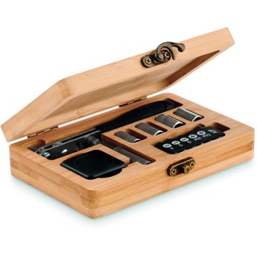 13 Piece Tool Set, Bamboo Case - Wood - item picture front