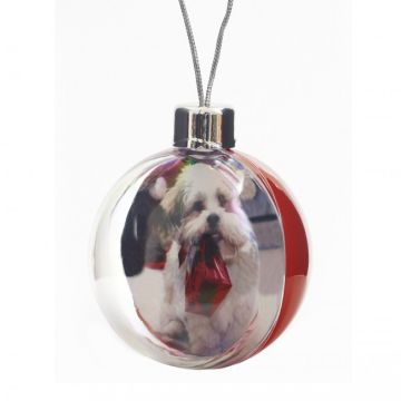 Picto Bauble In Card Box - Large with a dog picture inside