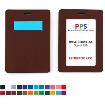 Portrait ID Card Holder For A Lanyard Or Clip, With A Card Slot To The Rear, Made In Belluno Vegan Leather Look