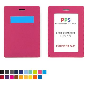 Portrait ID Card Holder For A Lanyard Or Clip, With A Card Slot To The Rear, In Vegan Matt Velvet Torino