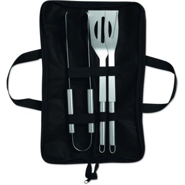 3 Barbecue Tools In Pouch - Black - item picture front