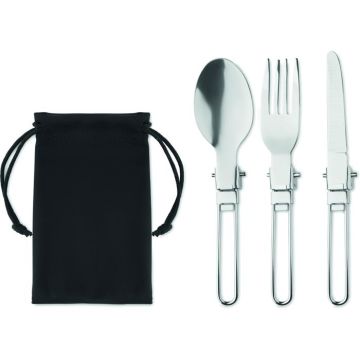 3-Piece Camping Cutlery Set - Black - item picture front