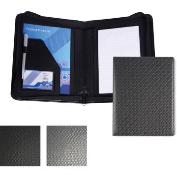 Carbon Fibre Textured PU A5 Zipped Conference Folder