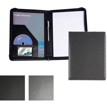 Carbon Fibre Textured PU A4 Zipped Conference Folder