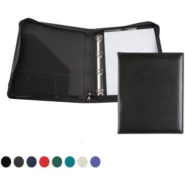 A4 Ring Zipped Binder With Co Ordinating Leather Interior Pockets